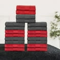 thumbnail image 2 of Ample Decor Washcloths 12 x 12 inch 20 Piece 600 GSM 100% Cotton, Lightweight, Quick Drying Fingertip Towels for Bathroom, Gym, Kitchen - Grey & Red, 2 of 5