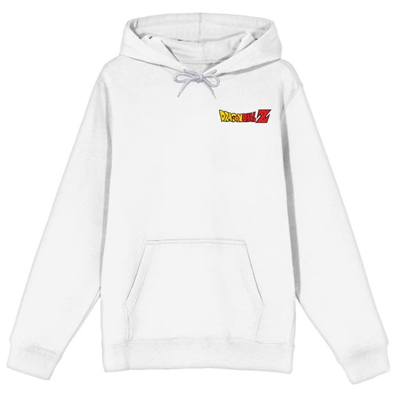 Dragon Ball Z Majin Buu Goku and Vegeta Electric Aura Black Frame and Logo on White Adult Hoodie-Medium