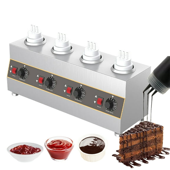 INTSUPERMAI Electric Sauce Warmer Jam Heat Preservation Machine with 4 Squeeze Bottles
