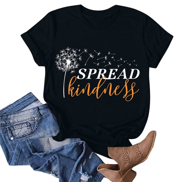 Fiudx Camisetas para Mujer Blusa de Manga Corta con Estampado de Moda para Mujer, Divertida Camiseta con Cuello Redondo
