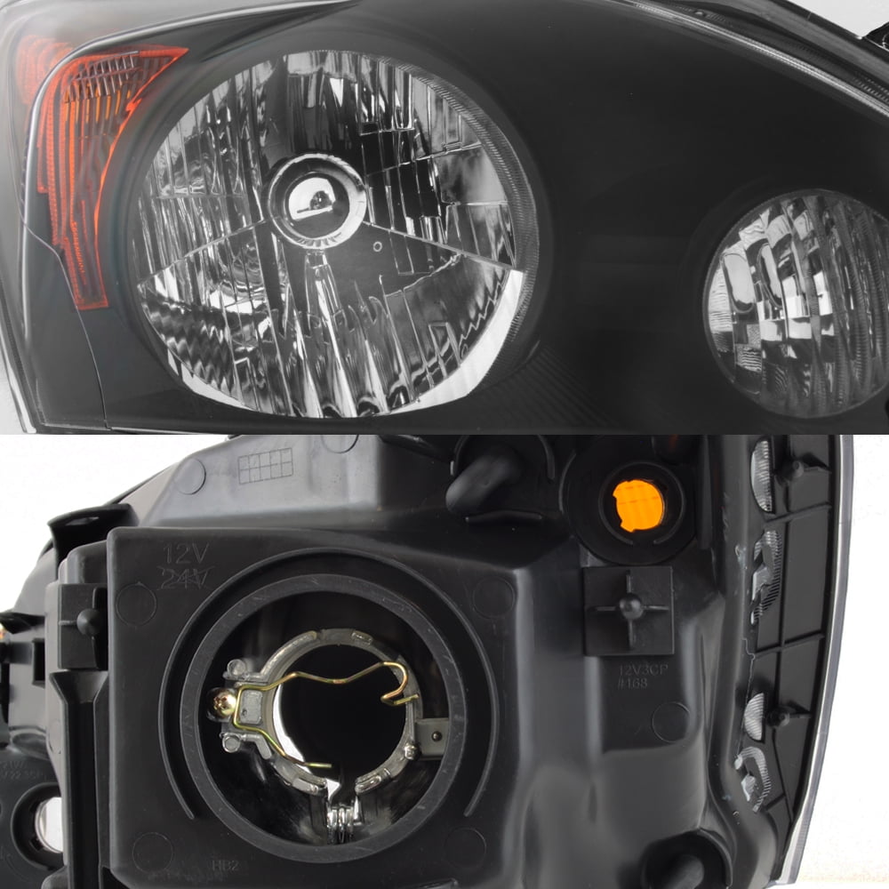 AKKON - For 2007-11 Honda CR-V Headlights Assembly w/Amber Corner Black Housing Clear Lens Full Set