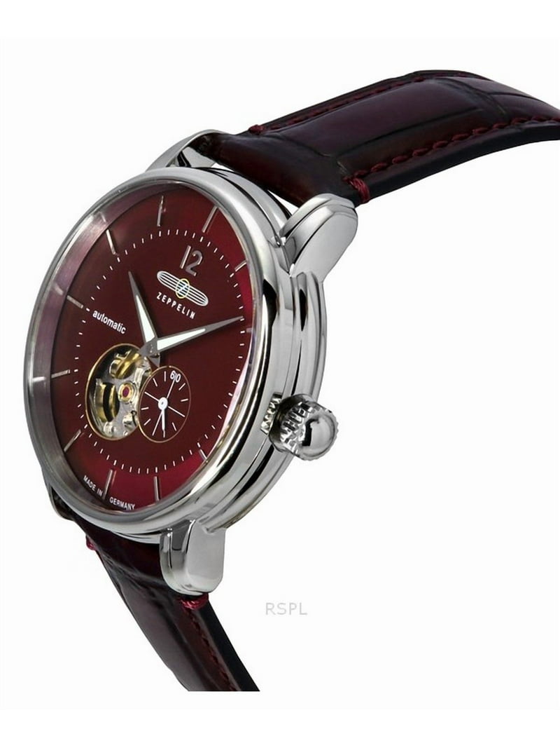 Zeppelin LZ 120 Bodensee Leather Strap Red Open Heart Dial