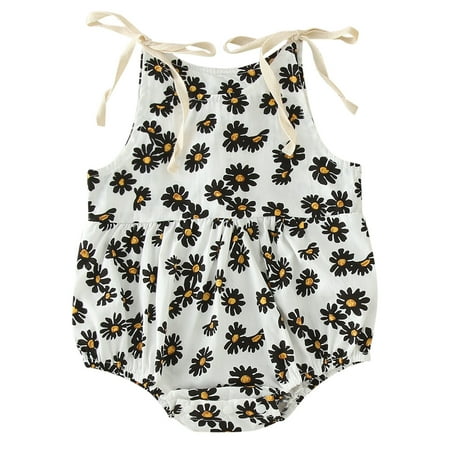 

Toddler Baby Girls Climbing Clothes Sleeveless Daisy Prints Ruffle Romper Bodysuits Jumpsuit Clothes For 3-6 Months