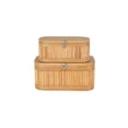 thumbnail image 6 of DecMode Ribbed Brown Wood Decorative Box with Brass Latches, 2 Count, 6 of 9
