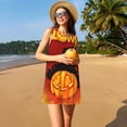 thumbnail image 3 of Fotbe Halloween Pumpkin Vestido de Verano sin Mangas para Mujer – Vestido Midi Línea A, Estilo Camiseta Floral, Vestido Playero Casual y Fluido, 3 of 7