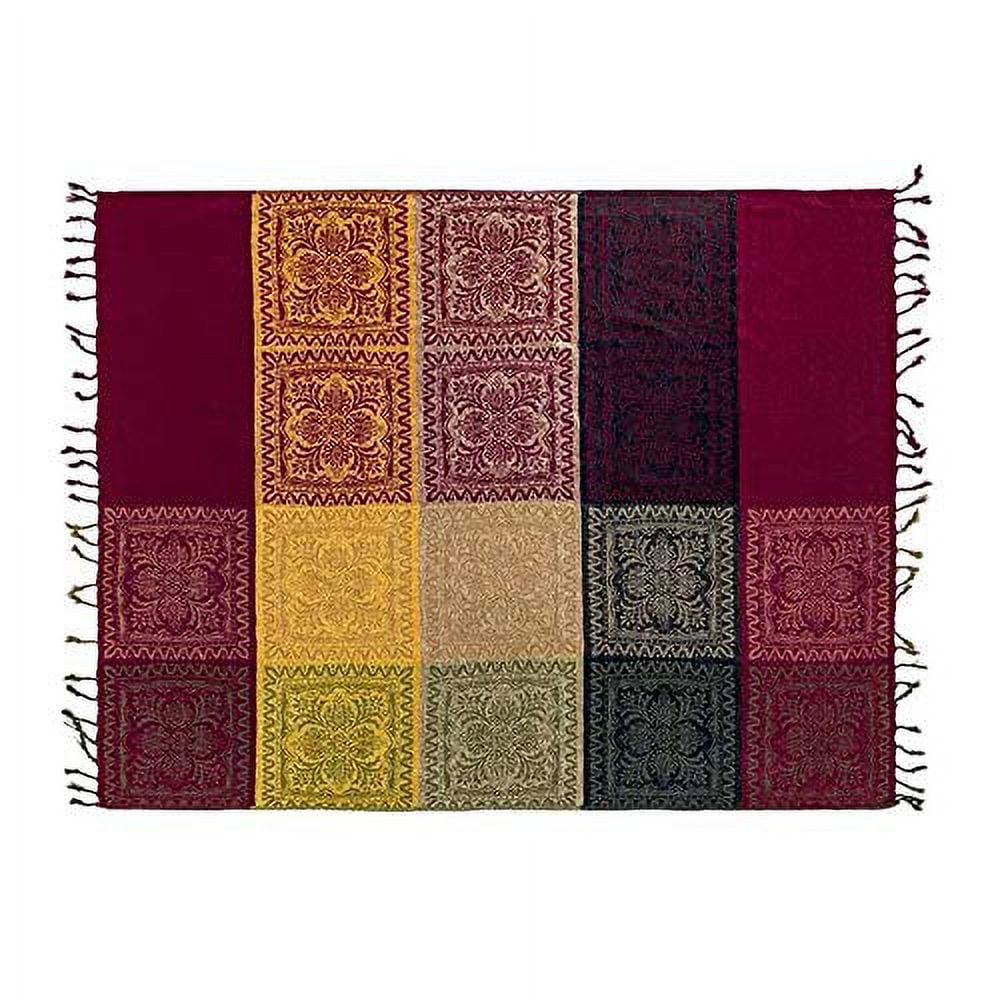 MOVANNE 75x60 Inch Machine Wash Boho Tribal Throws Blankets Colorful Bohemian Hippie Chenille Throw Covers Couch Furniture Sofa Chair Loveseat (Red, S:75x60)