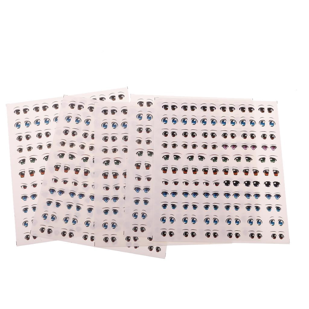 Milageto 5x 5 Sets Cartoon Eyes Stickers Origami Scrapbooking for Doll Clay Craft Making