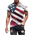 thumbnail image 2 of Blusas y camisas de manga corta y cuello redondo para hombre. Blusas de manga corta con cuello redondo y estampado del Día de la Independencia para hombre. Blusa para hombre., 2 of 5