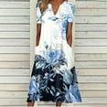 thumbnail image 2 of Summer Saving Wycnly Summer Dresses for Women Vintage Loose Swing Plus Size Tunic Dresses with Pocket 2024 Short Sleeve V-Neck Floral Print Long Formal Dress Blue XXXL, 2 of 6