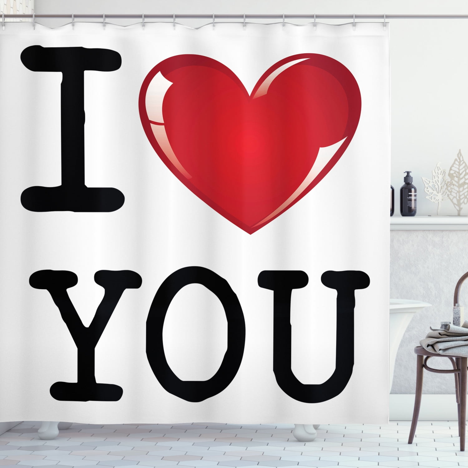 I Love You Shower Curtain, Valentines Message Birthday Best Friends