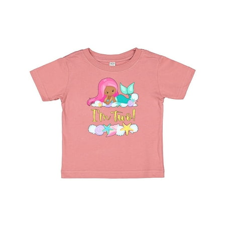 

Inktastic I m 2 Mermaid with Pink Hair and Shells Gift Baby Boy or Baby Girl T-Shirt