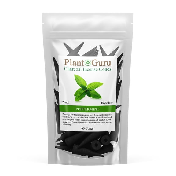 Peppermint Charcoal Incense Cones 2" BACKFLOW - 60 Pack Bulk - Natural Scented Cones Handmade Hand Dipped