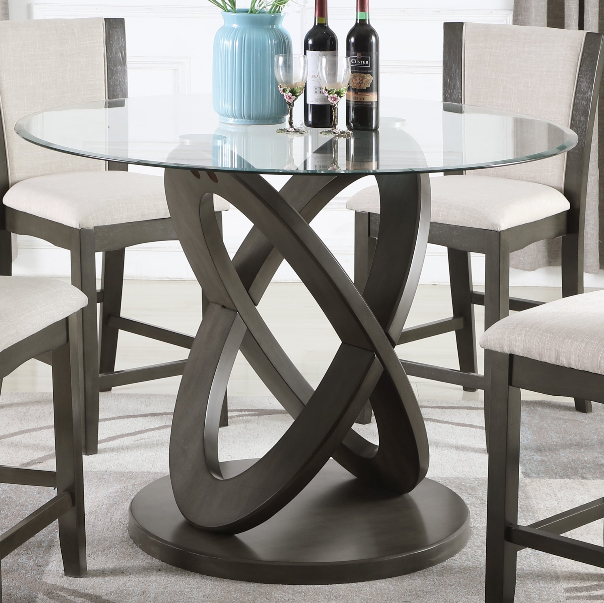 Roundhill Cicicol 5 Piece Glass Top Counter Height Dining Table