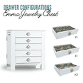 thumbnail image 6 of Hives and Honey Emma Wood Jewelry Chest: Modern White Tabletop Storage with 4 Drawers for Women, 6 of 8