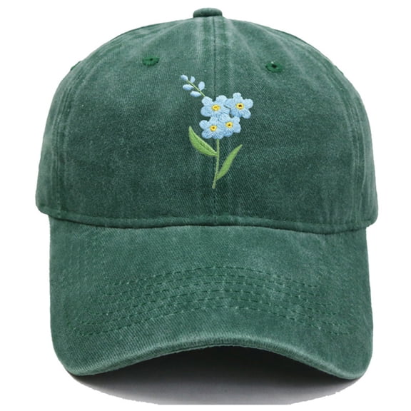 QASIEATN Women's Everyday Wear Accessories Floral Embroidered Baseball Cap for Women Fashion Myosotis Printed Trucker Hat Romantic Couples' Gifts