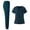09# Dark Blue, variant on Women's Scrub Top with Classic V-Neck & Yoga Jogger Pants Medical Nursing Uniform Set Black XL