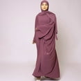 thumbnail image 6 of IBTOM CASTLE Muslim Dresses for Women, Long Sleeve Eid Islamic Prayer Jilbab Khimar Cardi Robe Middle East Maxi Abaya Dress Pink+Purple, 6 of 7