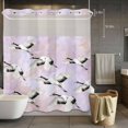 thumbnail image 5 of No Hook Shower Curtains with Snap-in Liner Set, Purple White Birds Waterproof Hotel Style Bathroom Shower Curtain, Vintage Animals Farmhouse Retro Art Breathable Mesh Top Bath Curtains 72''x78'', 5 of 9