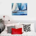 thumbnail image 4 of PIKWEEK  Blue Abstract Wall Art Canvas Teal Ocean Sailboat Picture Modern Turquoise Coastal Nautical Painting, Extra Large Framed Textured Artwork for Living Room Bedroom Home Wall Decor 20x16in, 4 of 4