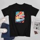 thumbnail image 3 of Sunrise Retro Car Graphic Design Short Sleeve Colorful Sky Summer Beach T-shirt Tee Trendy Slim Fit Top, 3 of 4