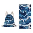 thumbnail image 2 of Hometravel Beach Towel Bag 2 in 1, Sand Resistant Microfiber Wearable Blanket Backpack, Quick Dry Towel Backpack for Camping Travel Swim, 2 of 9