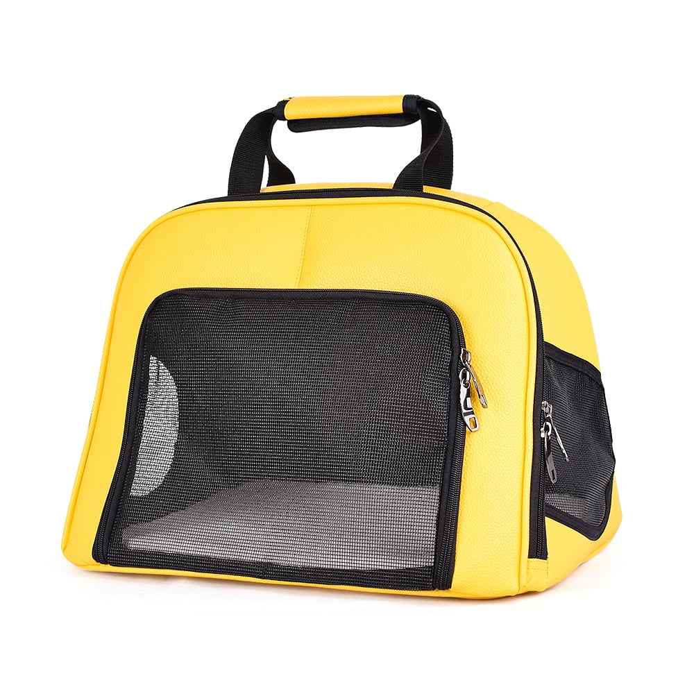 Pet Handbag Carrier Triangle Pet Transparent Bag Soft Sided PU Leather