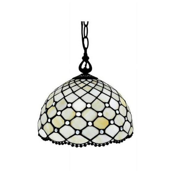 Amora Lighting Tiffany Style Jewel  Hanging Lamp 12" AM119HL12B  White, Clear