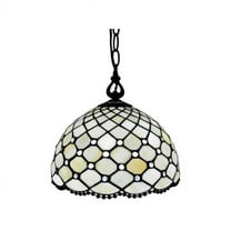 Amora Lighting Tiffany Style Jewel Hanging Lamp 12" AM119HL12B White, Clear