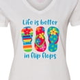thumbnail image 4 of Inktastic Life is Better Flip Flops Women's V-Neck T-Shirt, 4 of 5