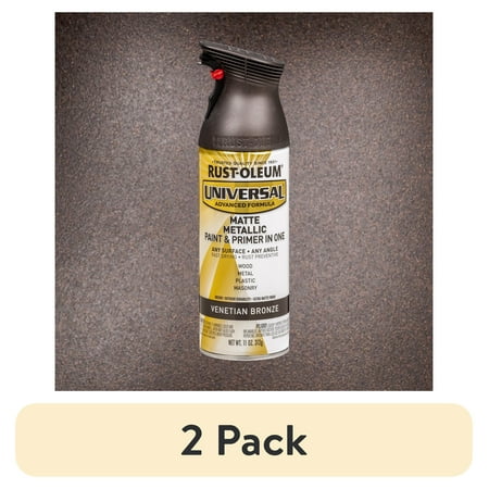 (2 pack) Venetian Bronze, Rust-Oleum Universal Metallic Paint & Primer Spray Paint-353092, 11 oz