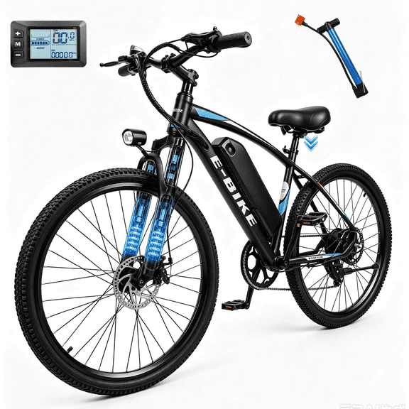 20MPH Electric Bicycles for Adults,500W Motor,35 Miles,432WH Removable Battery, 7-Speed,26"Commuting E Bike,UL2849