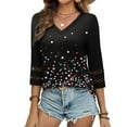 thumbnail image 4 of Ronuti 3/4 Length Sleeve Womens Tops Dressy Casual Blouses for Women 2025 Trendy V Neck T Shirts Fall Clothes, 4 of 9