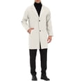 thumbnail image 2 of INSPIRE CHIC Men's Trench Coat Notched Lapel Mid-Length Casual Solid Overcoat S Beige, 2 of 6