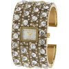Brinley Co. Women's Platinum CZ Watch, Metal Cuff Bracelet