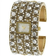 Brinley Co. Women's Platinum CZ Watch, Metal Cuff Bracelet