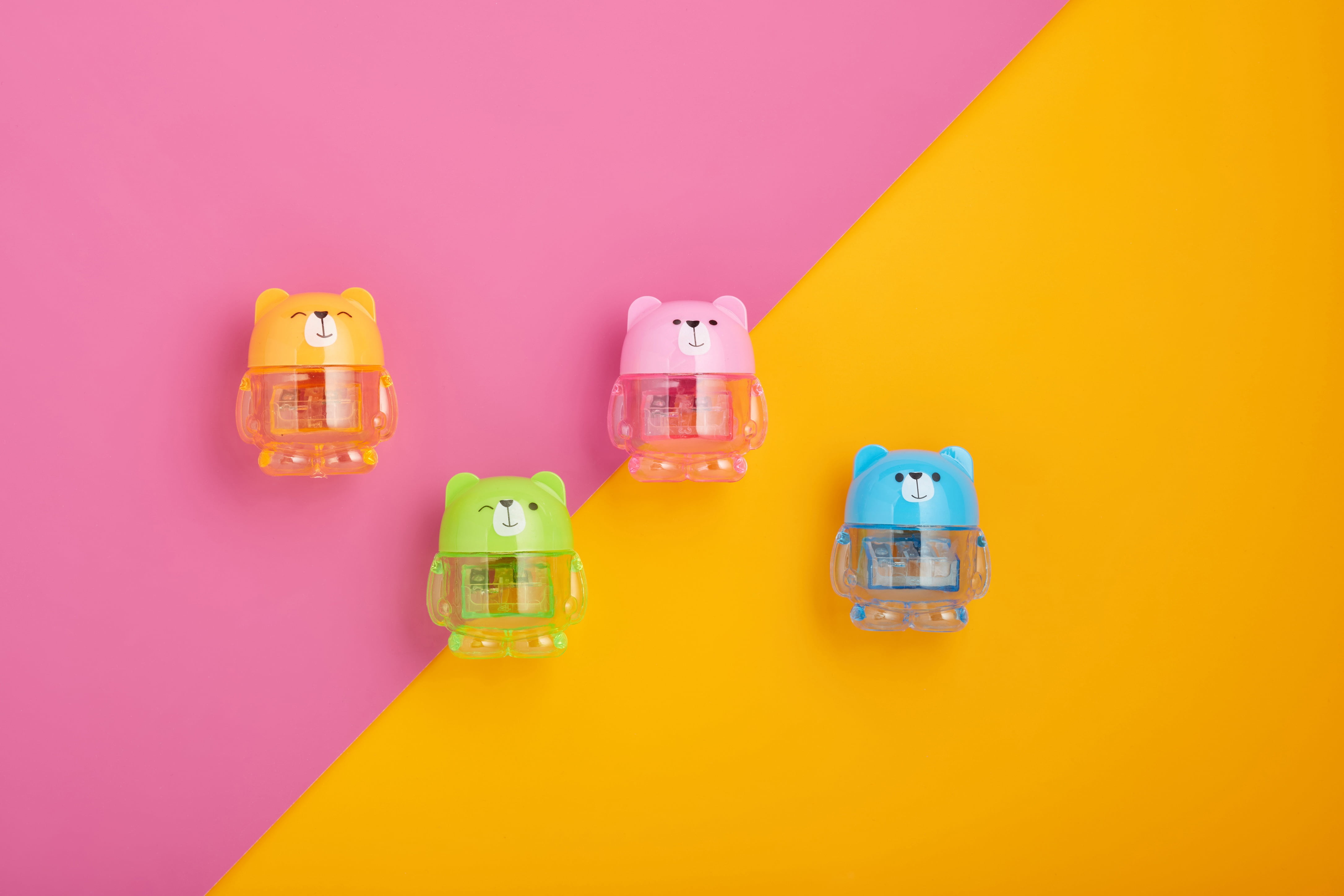 (2 pack) U Style Bear-Shaped Pencil Sharpeners, 4 Pack
