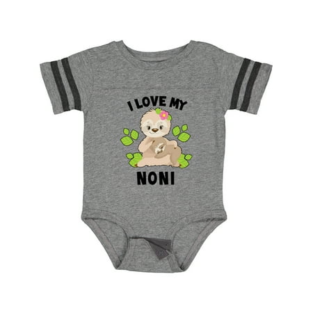 

Inktastic Cute Sloth I Love My Noni with Green Leaves Gift Baby Boy or Baby Girl Bodysuit
