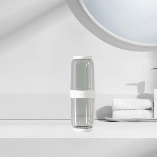 Estuche portátil para guardar pasta de dientes, vaso para cepillo de dientes, vaso para enjuague bucal, estuche para cepillo de dientes de viaje 2 piezas gris
