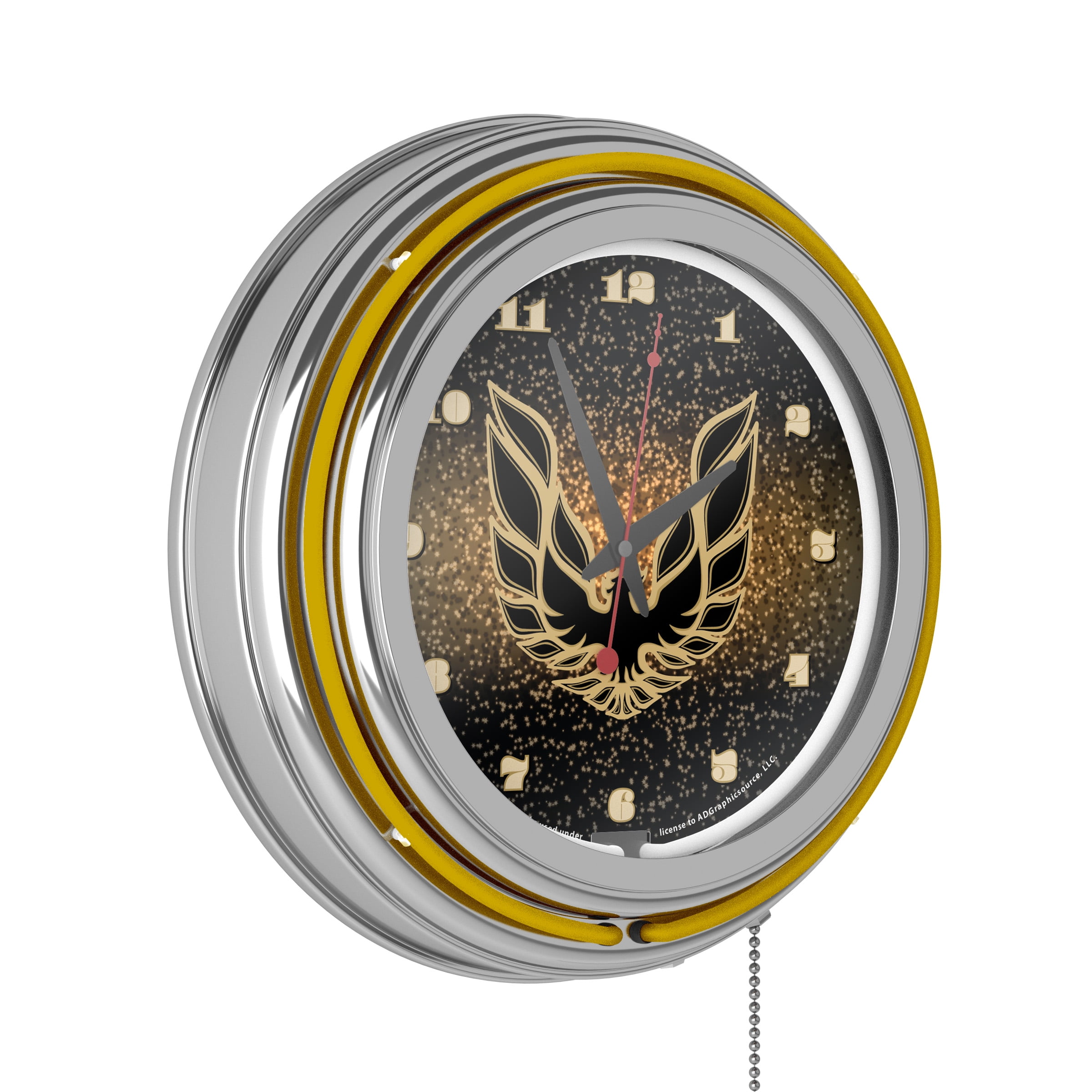 Pontiac Firebird Black Chrome Double Ring Neon Clock