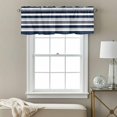 thumbnail image 3 of Rod Pocket Window Valances Horizontal Stripe Navy Blue White Gray Short Kitchen Curtains Minimalist Striation Art Window Treatment Drapes for Bedroom Bathroom Living Room 60x18In,1 Panel, 3 of 9