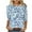 Blue, variant on Inleife New Arrivals Fashion Women's Printed Blouses Three-Quarter Sleeve T-Shirt Round-Neck Top