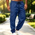 thumbnail image 2 of Men's Cargo Joggers Pants Elastic Waist Drawstring Trousers with Pockets for Casual Athletic Wear, 2 of 7