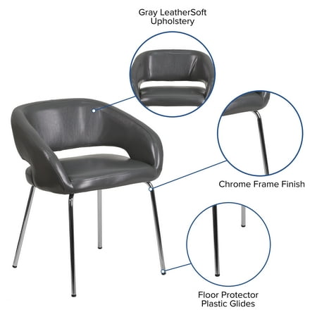 Flash Furniture - Fusion Series Contemporary LeatherSoft Side Reception Chair with Chrome Legs - Gray