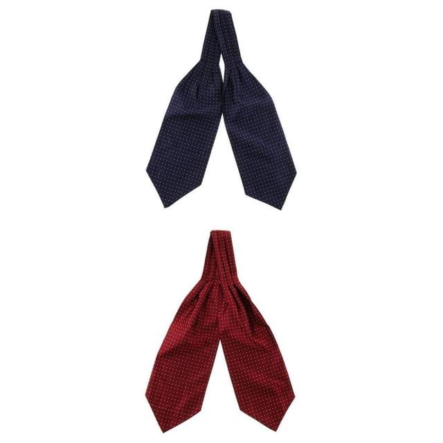 Ensemble de 2 Cravates à Pois Formelles pour Hommes en Jacquard Tissé, Ascot