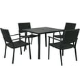 thumbnail image 3 of Clearance! Outdoor Patio PE Wicker 5-Piece Dining Table Set with Umbrella Hole and 4 Dining Chairs for Garden, Deck,Black Frame+Black Rattan, 3 of 9