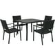 Doaraha Outdoor Patio PE Wicker 5-Piece Dining Table Set with Umbrella