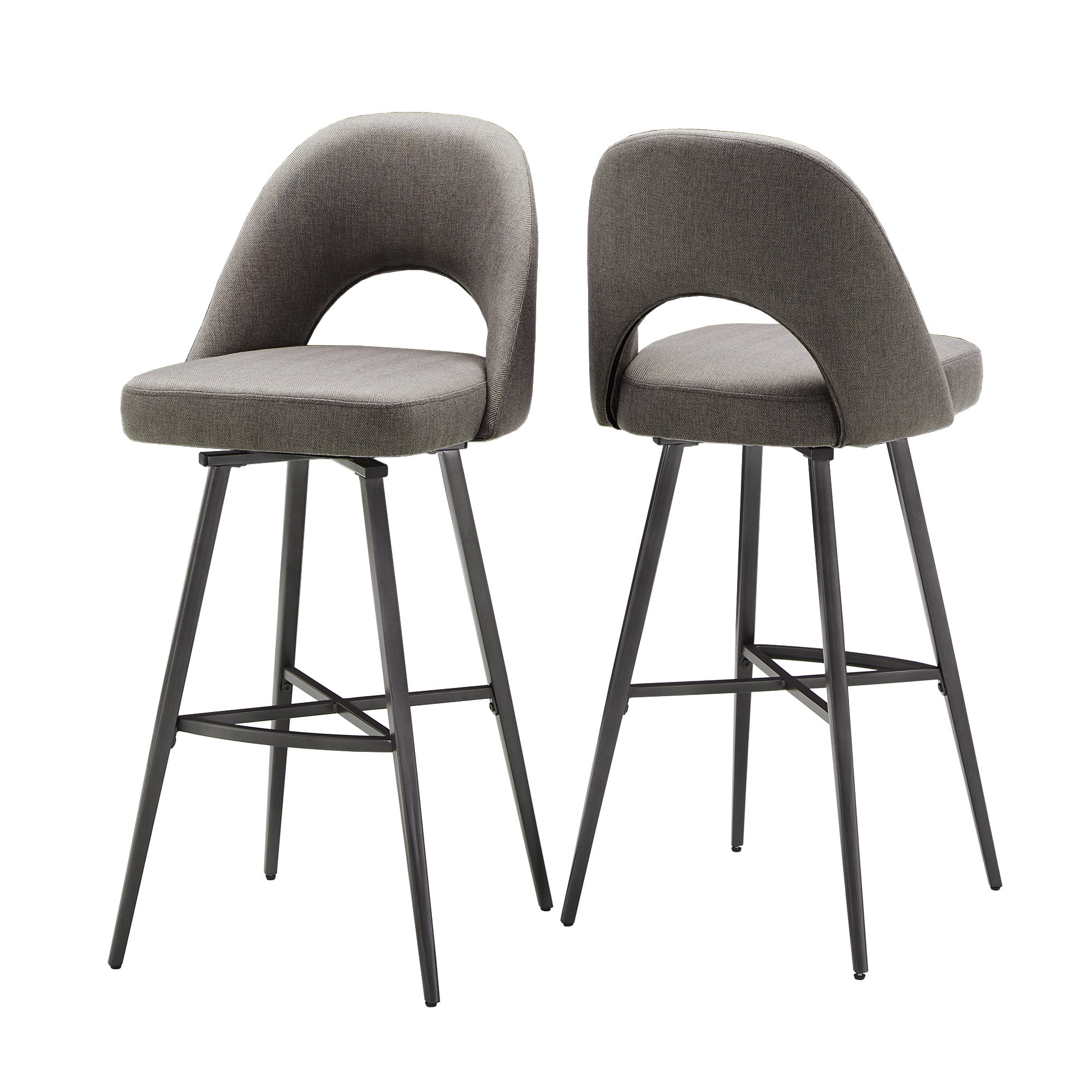 Weston Home Krista Metal Swivel 29" Bar Stools, Set of 2, Dark Grey