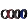 thumbnail image 1 of Juego de anillos de boda de silicona de 2 capas biselados de 8 mm Burdeos ROQ para hombres Anillo de 4 x 11 mm, 1 of 1