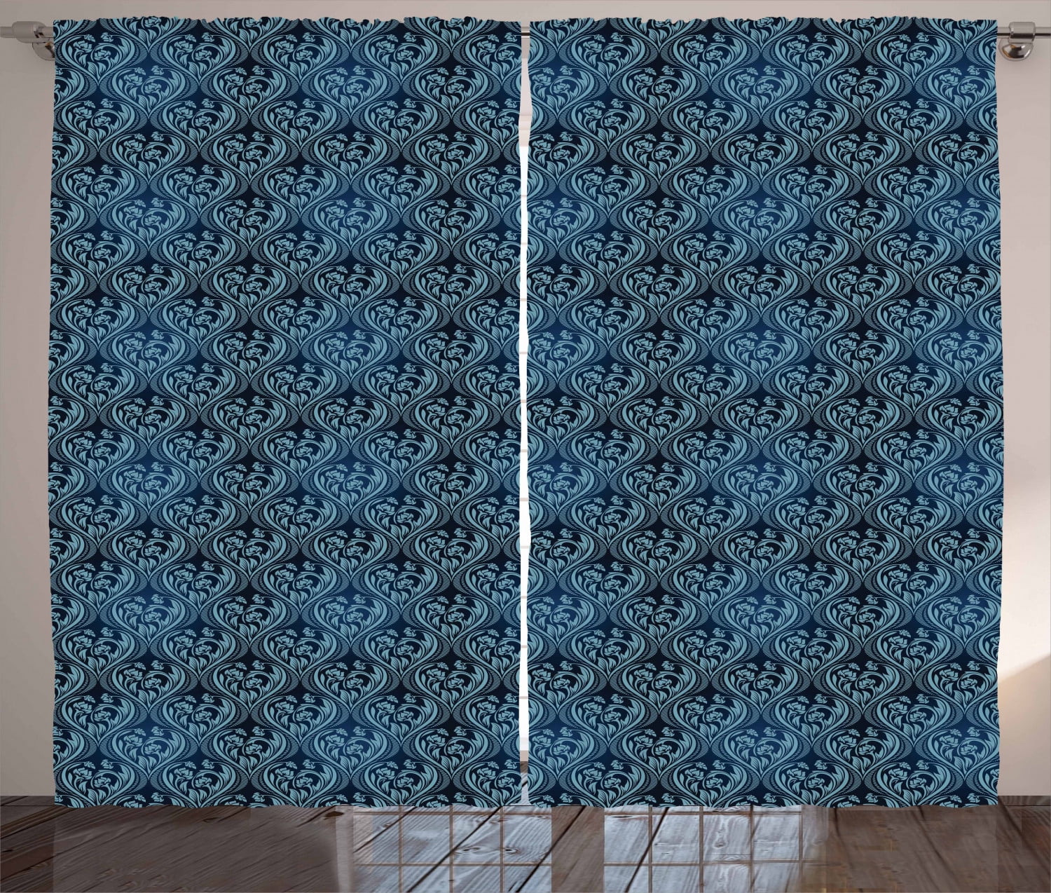 Victorian Curtains 2 Panels Set Ornamental Renaissance Flourish