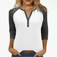 thumbnail image 3 of BXINGOHAI Womens Tops 3/4 Sleeve V Neck Button Down Shirts Business Casual Outfit Basic Tees Casual Top Gray,M, 3 of 7